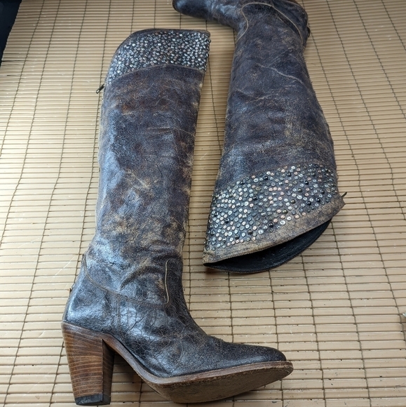 Frye women's sz 7M over the knee 22" tall riding, motorcycle Boho boots. Distres - Picture 8 of 12